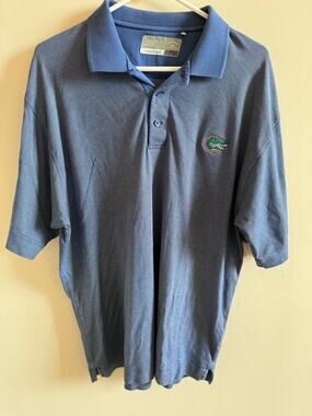 Florida Gators Cutter and Buck Mens Large Navy Polo Golf Shirt Logo DryTec NCAA